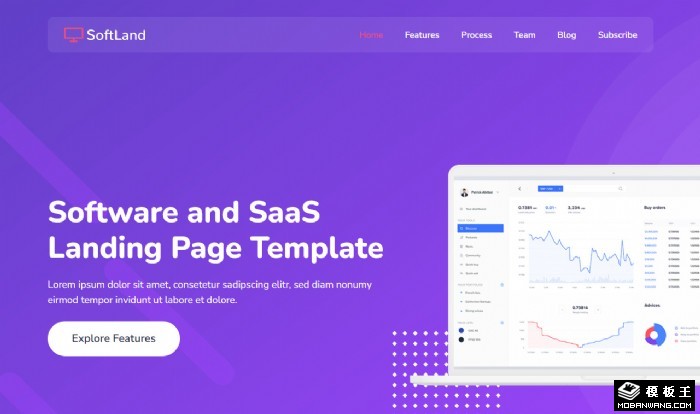紫色软件产品团队网页模板